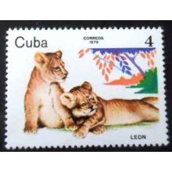 Selo postal de Cuba de 1979 Lion