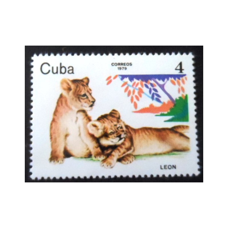 Selo postal de Cuba de 1979 Lion