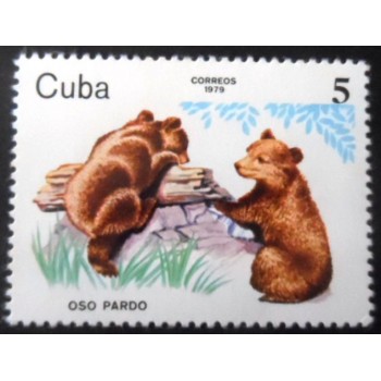 Selo postal de Cuba de 1979 Brown Bear