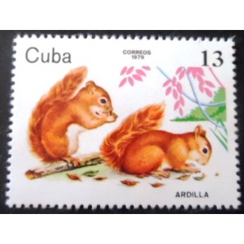 Selo postal de Cuba de 1979 Eurasian Red Squirrel