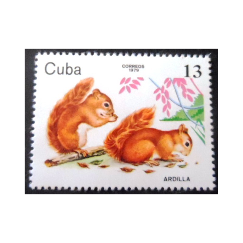 Selo postal de Cuba de 1979 Eurasian Red Squirrel