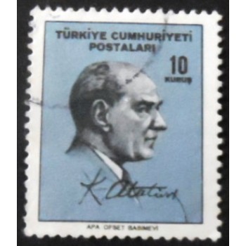 Selo postal da Turquia de 1965 Ataturk 10