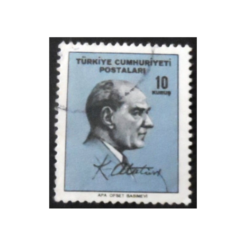 Selo postal da Turquia de 1965 Ataturk 10