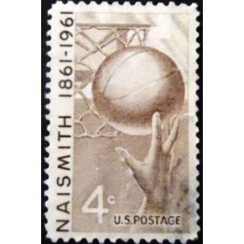 Selo postal dos Estados Unidos de 1961 Basketball and Hoop