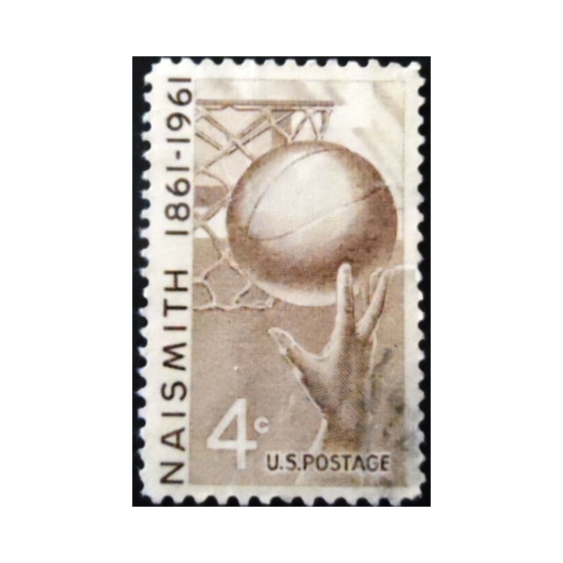 Selo postal dos Estados Unidos de 1961 Basketball and Hoop