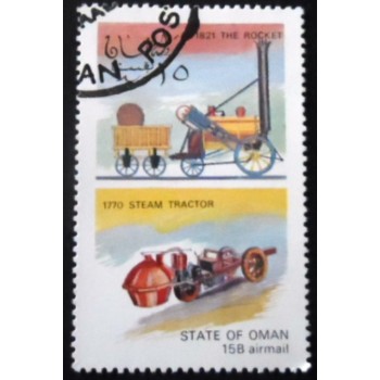 Selo postal de Omã de 1972 1770 Steam Tractor