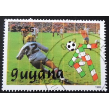Selo postal da Guyana de 1989 Denmark vs Spain