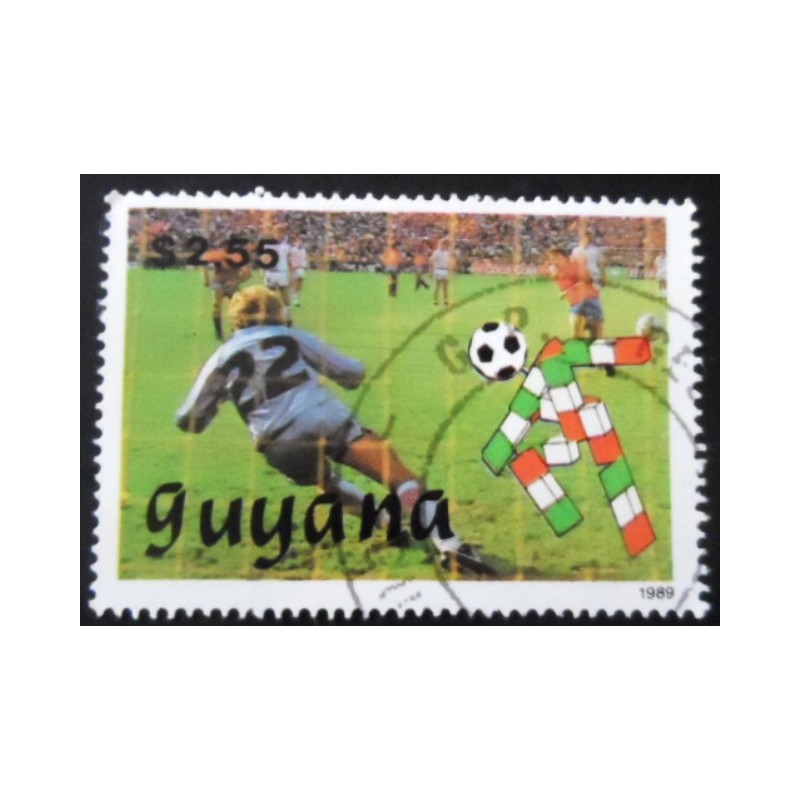 Selo postal da Guyana de 1989 Denmark vs Spain