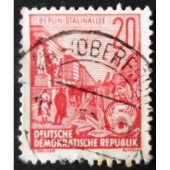 Selo postal da Alemanha de 1957 Berlin Stalin-Avenue SEV