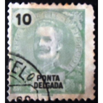 Selo postal de Ponta Delgada de 1897 King Carlos I 10