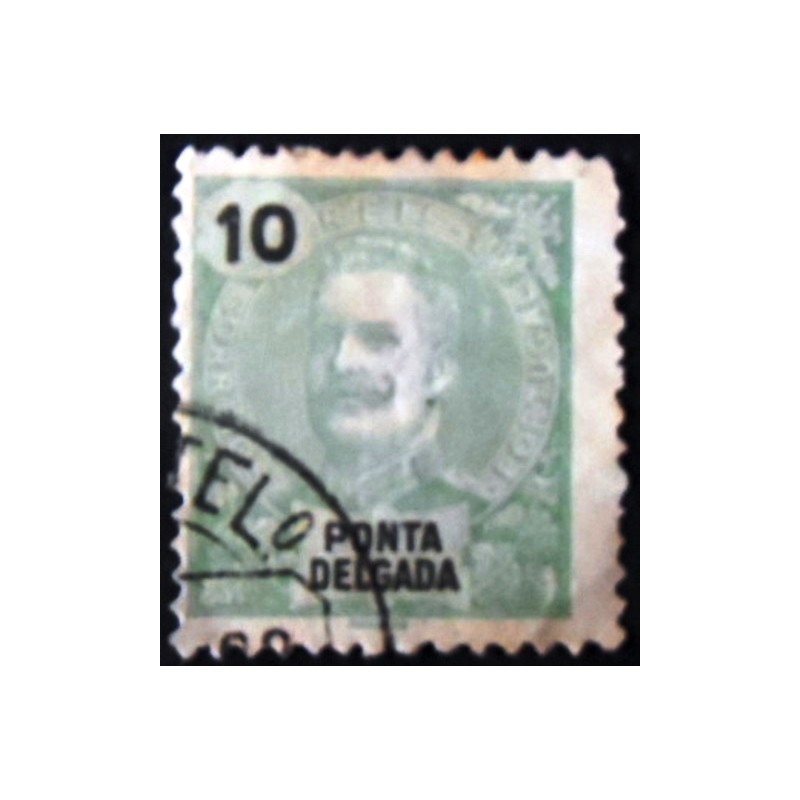 Selo postal de Ponta Delgada de 1897 King Carlos I 10