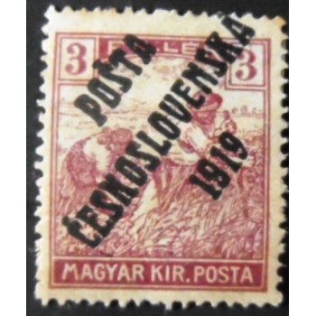 Selo postal da Tchecoslováquia de 1919 Hungarian Stamps overprinted 3
