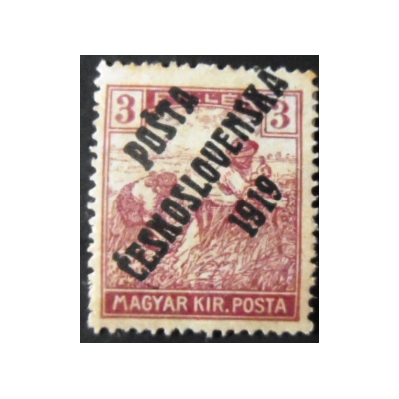 Selo postal da Tchecoslováquia de 1919 Hungarian Stamps overprinted 3