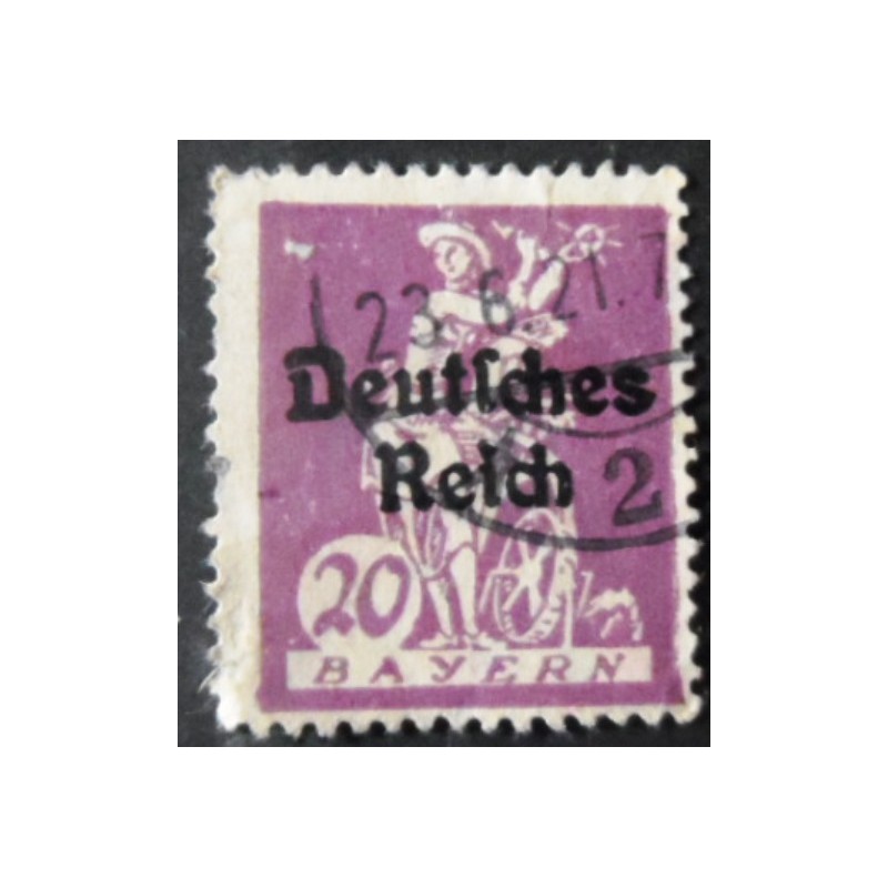 Selo postal do Reich de 1920 Bavaria overprinted Deutsches Reich