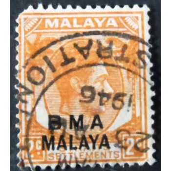 Selo postal da Malásia de 1945 Overprinted B.M.A. Malaya