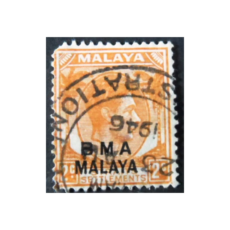 Selo postal da Malásia de 1945 Overprinted B.M.A. Malaya