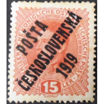 Selo postal da Tchecoslováquia de 1919 Austrian Stamps overprint