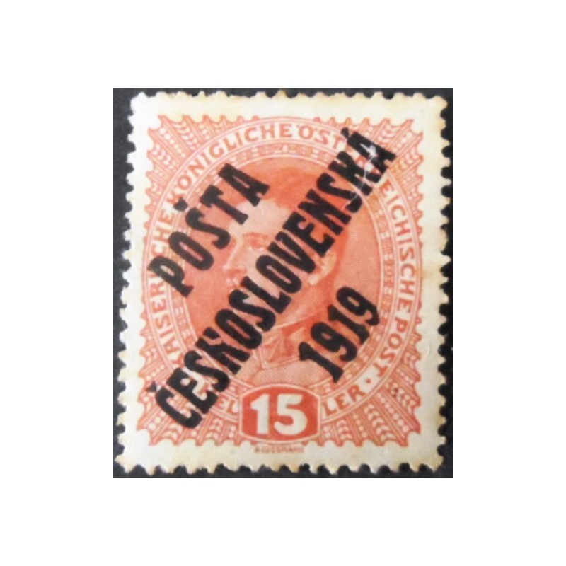 Selo postal da Tchecoslováquia de 1919 Austrian Stamps overprint