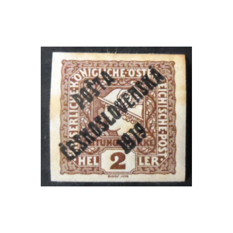 Selo postal da Tchecoslováquia de 1919 Austrian Newspaper Stamps overprinted