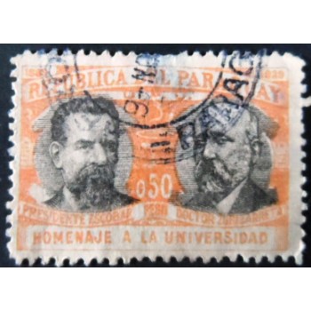 Selo postal do Paraguai de 1940 President Escobar and Zubizarreta