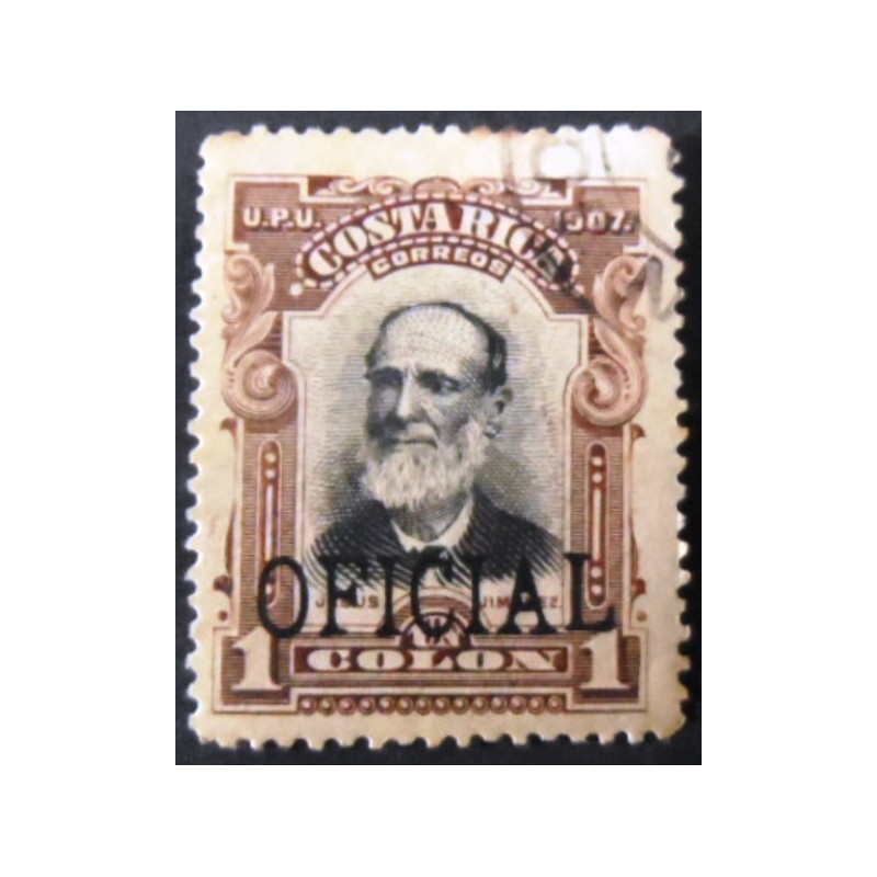 Selo postal da Costa Rica de 1908 Jesús Jiménez Zamora OFICIAL