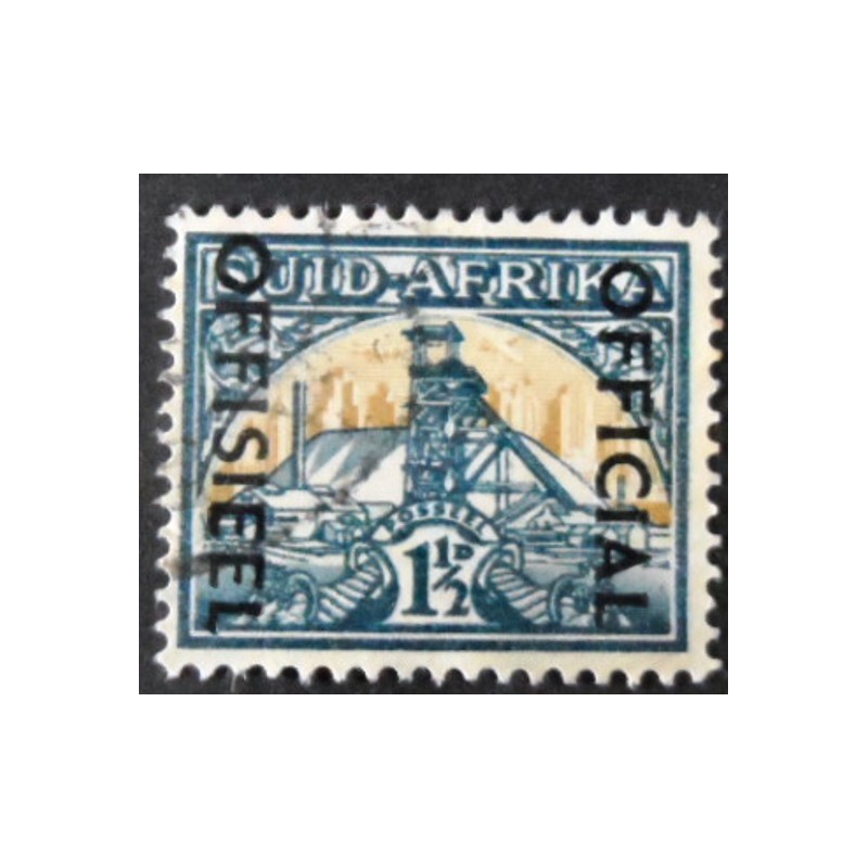 Selo postal da África do Sul de 1937 Gold Mine Overprinted 1½