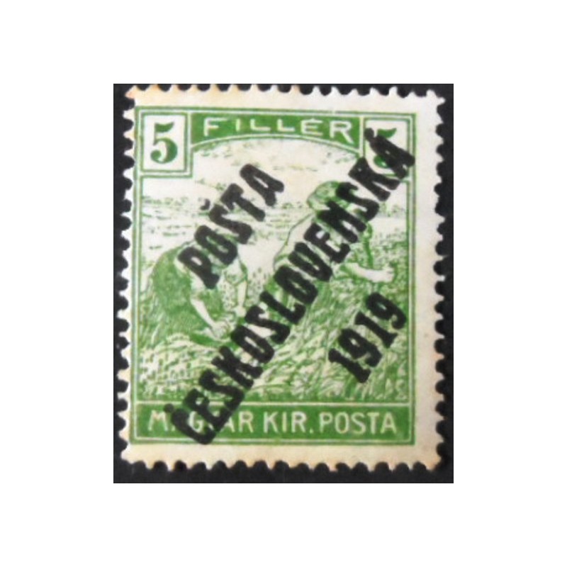 Selo postal da Tchecoslováquia de 1919 Hungarian Stamps overprint 5