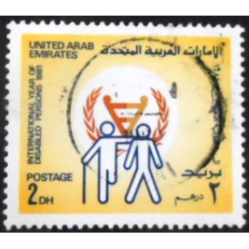 Selo postal dos Emirados Árabes Unidos de 1981 Helping Disable people