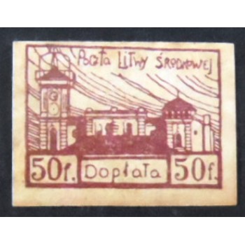 Selo postal da Lituânia Central de 1921 University of Vilnius 20