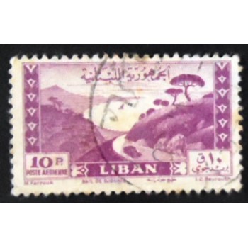 Selo postal do Líbano de 1949 Bay of Djounie U