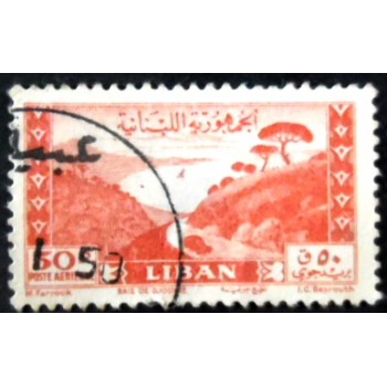 Selo postal do Líbano de 1947 Bay of Djounie 50