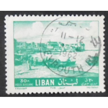 Selo postal do Líbano de 1961 Beach at Tyre 30