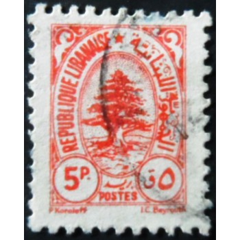 Selo postal do Líbano de 1946 Cedar of Lebanon 5