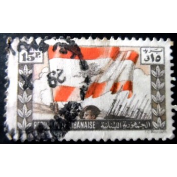 Selo postal do Líbano de 1946 Soldiers and Flag without V
