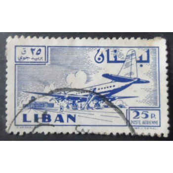 Selo postal do Líbano de 1958 Plane at Airport 25