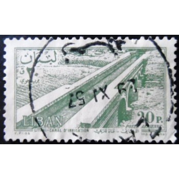 Selo postal do Líbano de 1957 Irrigation Canal at Litani