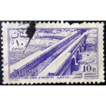 Selo postal do Líbano de 1957 Irrigation Canal at Litani 10