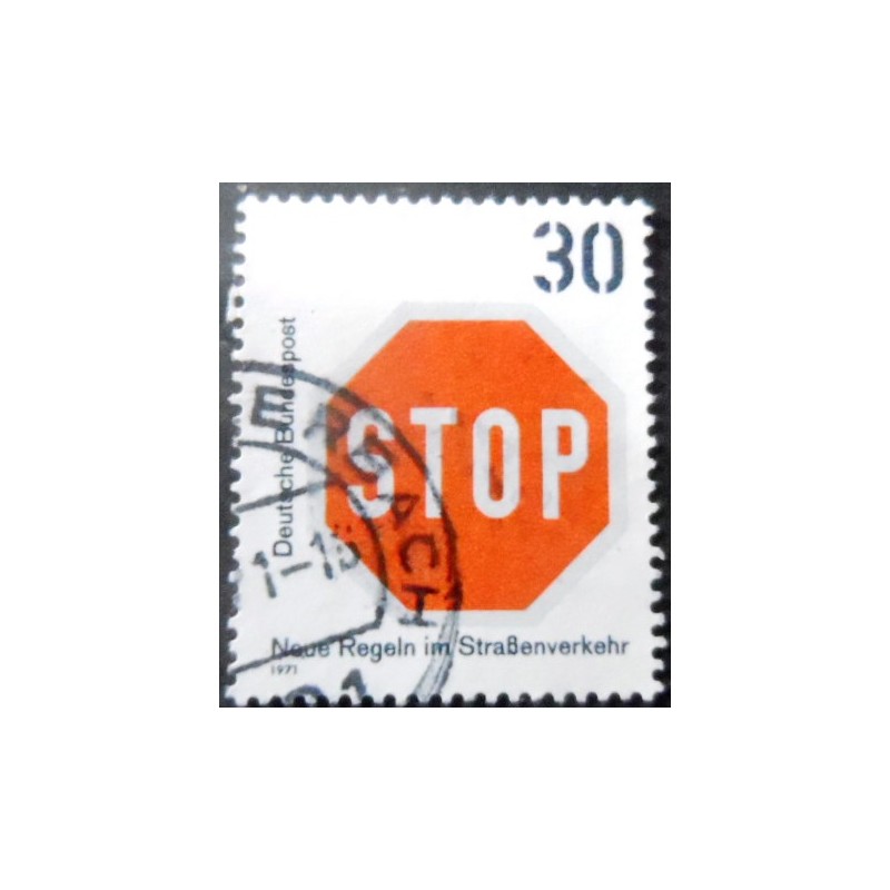 Selo postal da Alemanha de 1971 Stop Give way