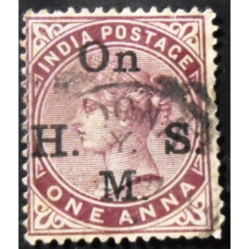 Selo postal da Índia de 1883 Queen Victoria On H.M.S. 1