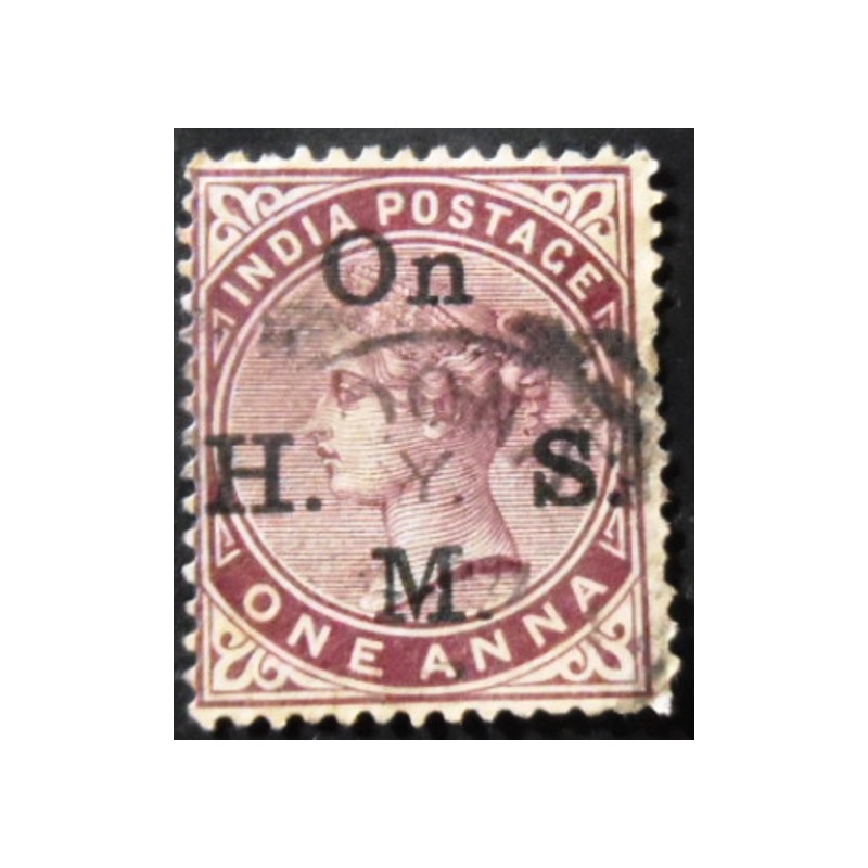 Selo postal da Índia de 1883 Queen Victoria On H.M.S. 1