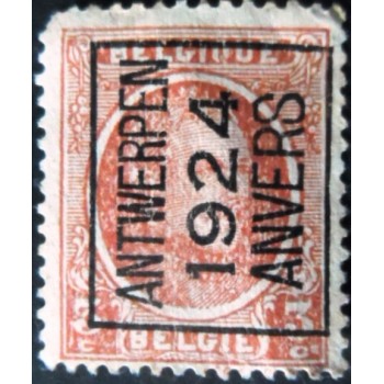 Selo postal da Bélgica de 1924 Precanceled King Albert I type Houyoux