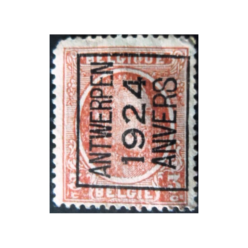 Selo postal da Bélgica de 1924 Precanceled King Albert I type Houyoux