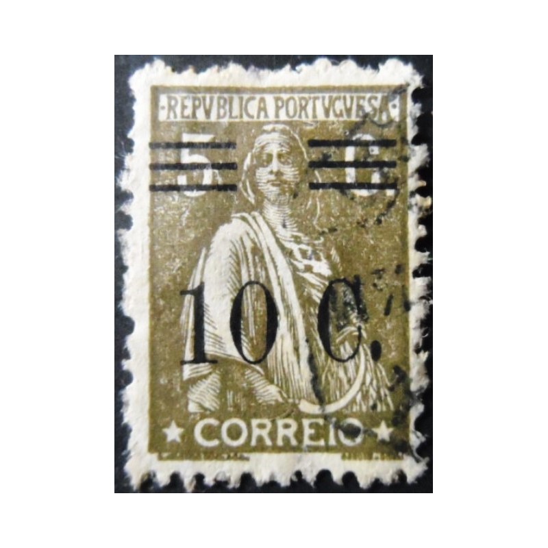 Selo postal de Portugal de 1928 Ceres Surcharged 10