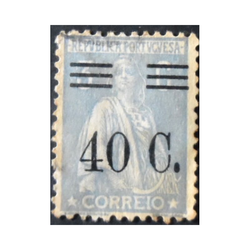 Selo postal de Portugal de 1928 Ceres Surcharged 40 U c