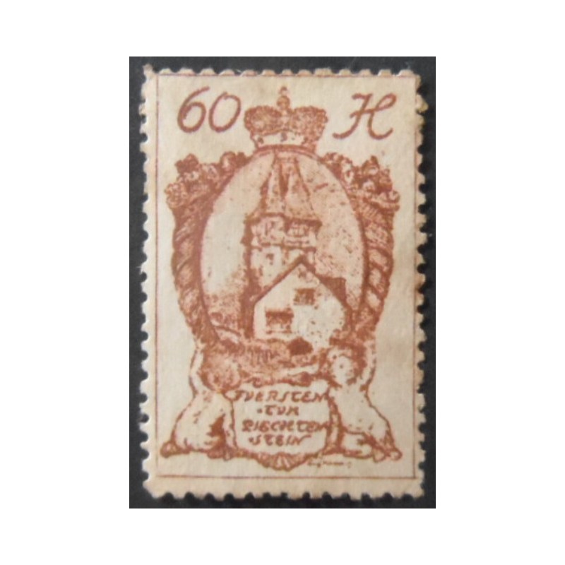 Selo postal de Liechtenstein de 1920 Red House 60