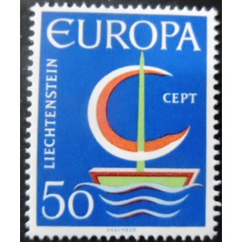 Selo postal de Liechtenstein de 1966 C.E.P.T. Ship