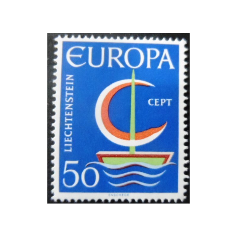 Selo postal de Liechtenstein de 1966 C.E.P.T. Ship