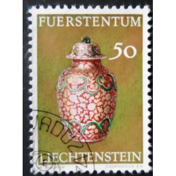 Selo postal de Liechtenstein de 1974 Chinese Vase ± 1740