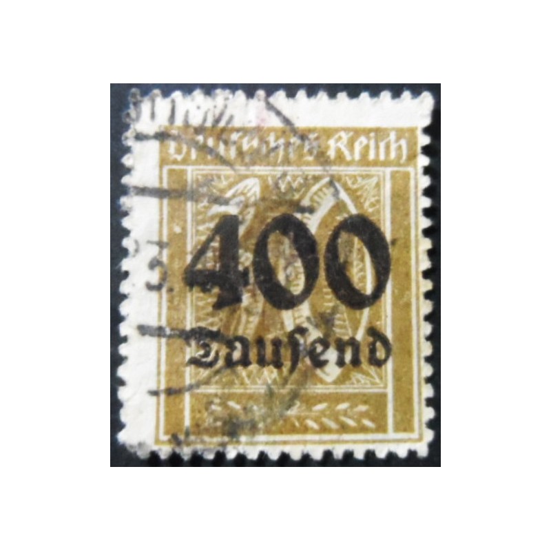 Selo postal Alemanha Reich de 1923 Surcharge 400T on 30 U