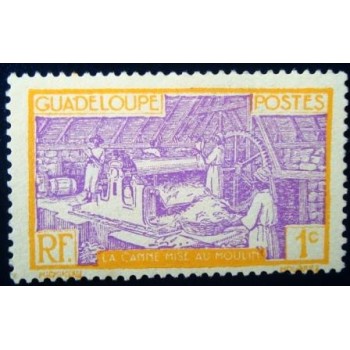 Selo postal de Guadalupe de 1928 Sugar cane in the mill 1